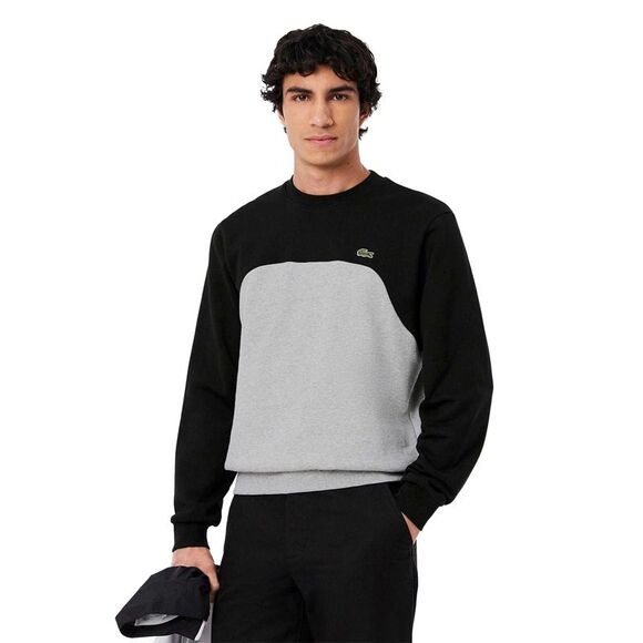Lacoste Mens Colour Block Fleece Sweatshirt / Gray/Black